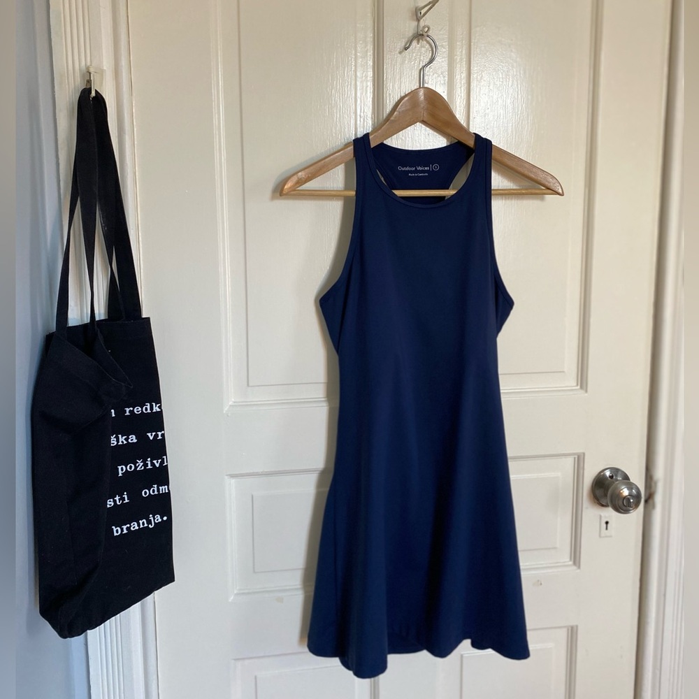Outdoor Voices Navy Backless Athletic Tank Dress